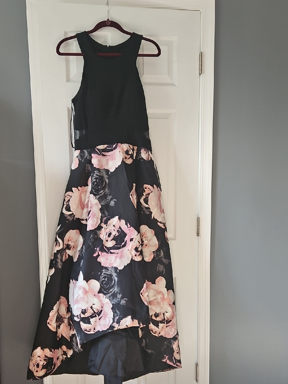Elegant Black and Pink Floral  Dress